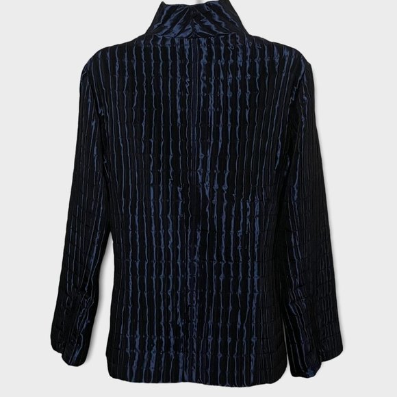 YANSI FUGEL Iridescent Blue Quilted Funnel Neck Puffer Jacket - Picture 2 of 15